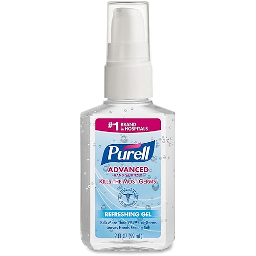 PURELL Advanced Hand Sanitizer Refreshing Gel, Clean Scent, 2 fl oz Travel Size Pump Bottle (Pack of 24) – 9606-24