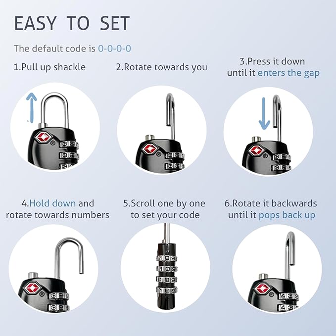 TSA Approved Locks for Luggage TSA Locks for Gun Case Lock 4 Digit Combination Lock Travel Locks TSA Approved Suitcase Locks Combo Lock with Code
