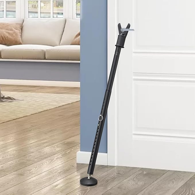 Door Stoppers Security Bar,Heavy Duty Portable Door Lock,2-in-1 Adjustable Sliding Door Lock Bar,Door Barricade Security Bars for Window, Front Door, Patio Door, Apartment, Hotel Room (Black)