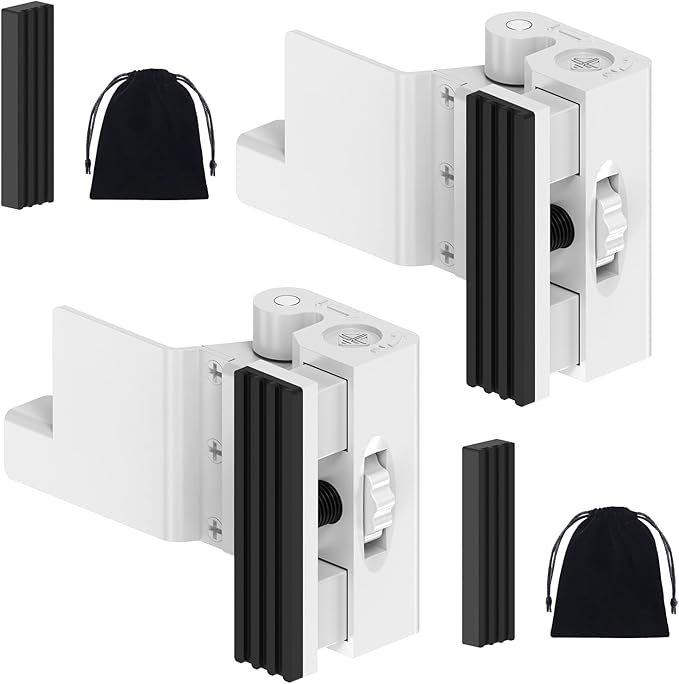 Upgraded Portable Security Door Reinforcement Lock - No Drilling Flip Lock Latch Prevents Unauthorized Entry Fits Inward-Opening Doors, Apartment, Hotel, Travel (White-2 Pcs)