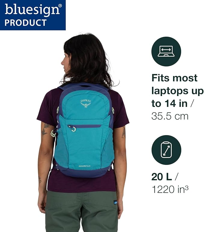 Osprey Daylite Plus Commuter Backpack - Lightweight, Everyday Pack with Laptop Sleeve and Water Bottle Pockets - Ideal for Work, School, and Travel with Versatile Storage, Liquify Print/Kakio Pink
