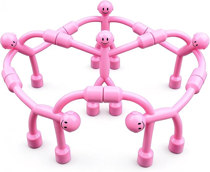 Magnetic Travel Toys for Kids, Magnetic People Figures Fidget Toys Airplane Car Travel Activities Essential, Sensory Toys for ADHD Autism,Desk Toys for Adults Teens Pink 6PC