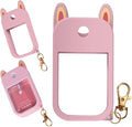 Cute Ear Silicone Case Compatible with Touchland Hand Sanitizer Spray (Fit for 1 FL.OZ), Protective Case with Keychain, Hand Sanitizer Holder(Pink)