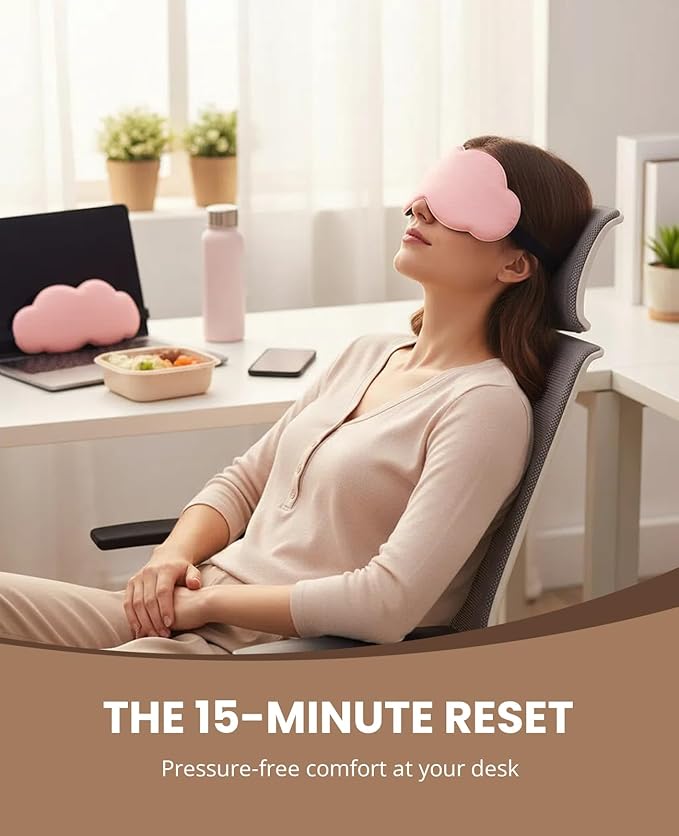 Sleep Mask for Side Sleeper Men Women, Soft Zero Eye Pressure 3D Clouded Sleeping Mask, Breathable Sleep Eye Mask with Adjustable Elastic Strap for Sleep Travel Nap, Pink