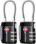 Fosmon TSA Approved Cable Locks for Luggage, Suitcase, Gun Case Lock with Push Release Button, 3 Digit Long Shackle Combination Wire Lock for Backpack