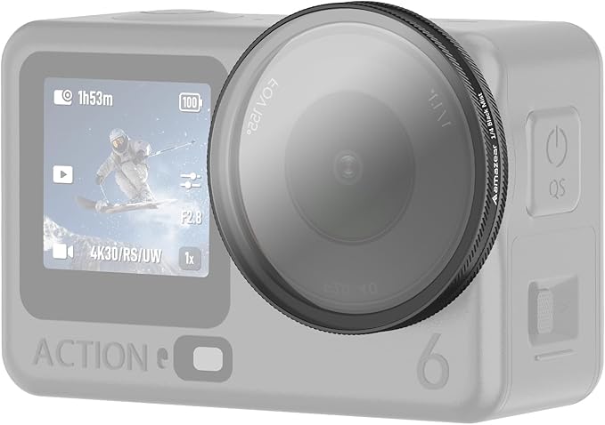 AMAZEAR Black Diffusion 1/4 Filter for DJI OSMO Action 6 Accessories Pro Mist Style Lens Filter to Soften Skin & Create Cinematic Glowing Highlights, Reduce Harsh Contrast, HD Optical Glass