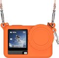 Case for DJI Osmo Action 6 with Lanyard, Soft Silicone Non-Slip Anti-Drop Wear-Proof and Washable Action Camera Protector Case Compatible with DJI Osmo Action 6 Accessories (Orange)
