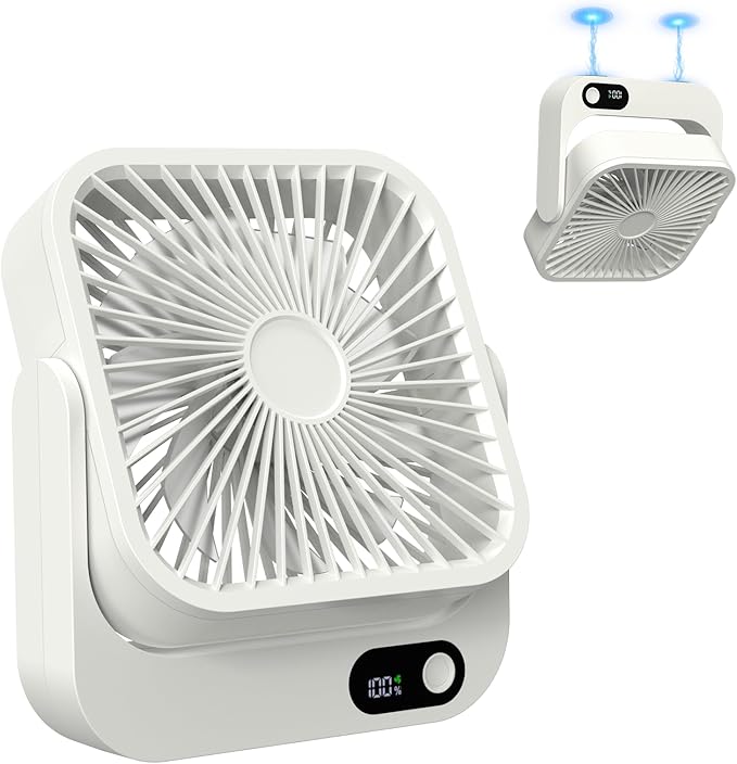 Portable Magnetic Travel Fan, 5000mAh Rechargeable Battery Powered, Mini Personal Travel Fan for Sleeping Attach Magnetically&Desk Use, Essentials for Italy European Travel Plane Hotel