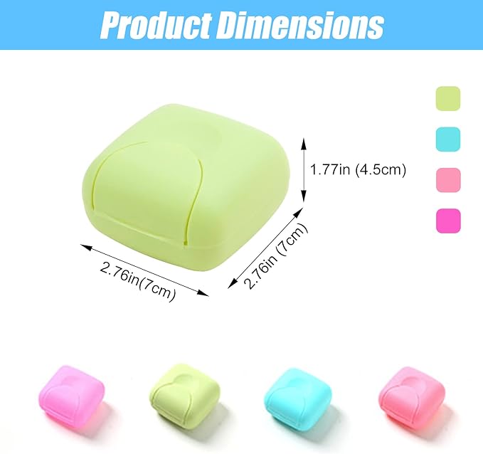 RETON 4 Pcs Portable Candy Color Soap Container Case Box Holder Organizer for Home, Bathroom, Hiking, Traveling, Camping and Other Outdoor Activities (4 Small)