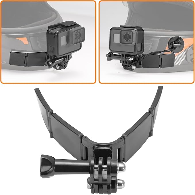 Motorcycle Helmet Chin Mount Kits with Adhesive Curved Pads Compatible with GoPro Hero 13, 12, 11, 10, 9, 8, 7, (2018), 6 5, Hero Black, Session, Xiaomi Yi, SJCAM, Campark (Version A)
