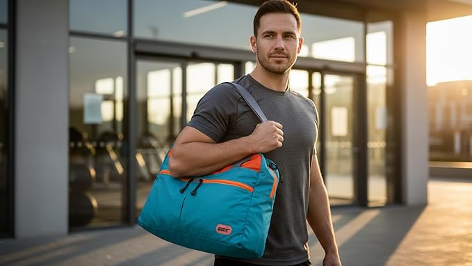 GOX Packable Tote Bag – Under Seat Airline Personal Item, Lightweight Foldable Travel Duffel 28L, Nylon Shoulder Bag for Women Men, Carry-on Weekender for Plane Gym (Turquoise)