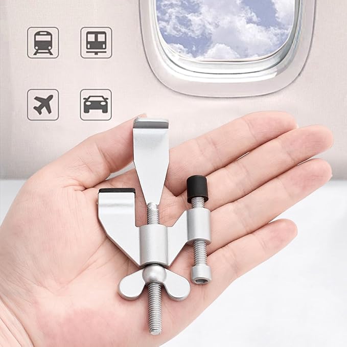 INIRET Silvery Adjustable Heavy Duty Portable Door Lock,Security Device for Enhanced Safety,for Home,Travel,Hotels,Apartments Prevents Unauthorized Entry,No Drill,Silicone Protector Caps Included
