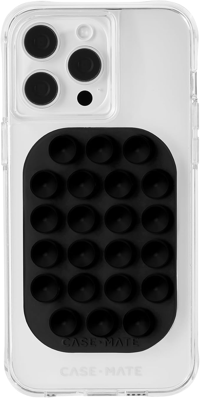 Case-Mate Adhesive Suction Cup Phone Mount - Sticky Phone Grip with Strong 3M Adhesive - Anti-Slip Phone Holder - Content Creator Essentials - Compatible with iPhone, Android Phones & Cases - Black