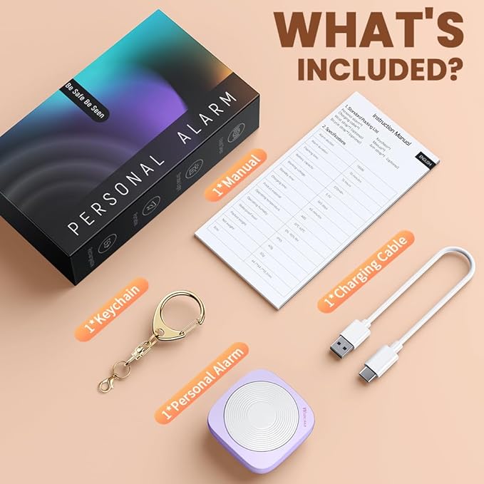 Elecpow Personal Safety Alarm for Women, MissCubie Keychain and High Visibility Reflective Running Gear with USB Charging Line Alarm and 3 Color LED Running Lights for Runners Safety