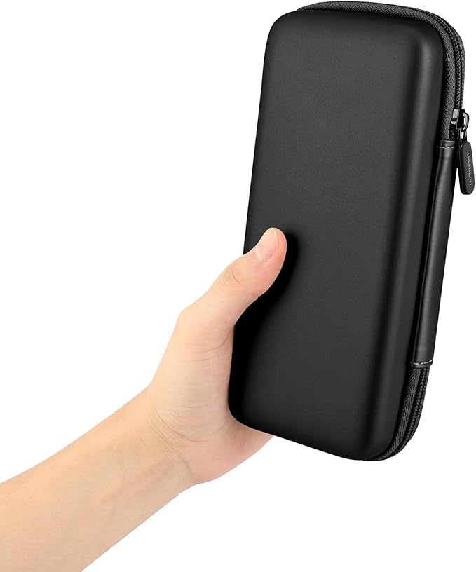 iMangoo Travel Essential Electronics Organizer Pouch Charger Case Shockproof Dual Zipper Power Bank Cables Tech Accessories Purse, Men & Women Travel Must Have Storage Bag, 8.5x4.5x2 inch Black