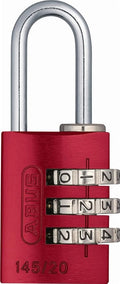 ABUS 145/20 C 20mm Body 3 Dial Resettable Combination Padlock, Red