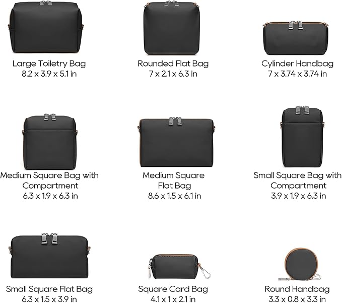 Joyway 10-Piece Travel Makeup Bag Set – Large Capacity Cosmetic Bags for Women & Girls, Waterproof Portable Toiletry Organizer with Adjustable Strap (Black)