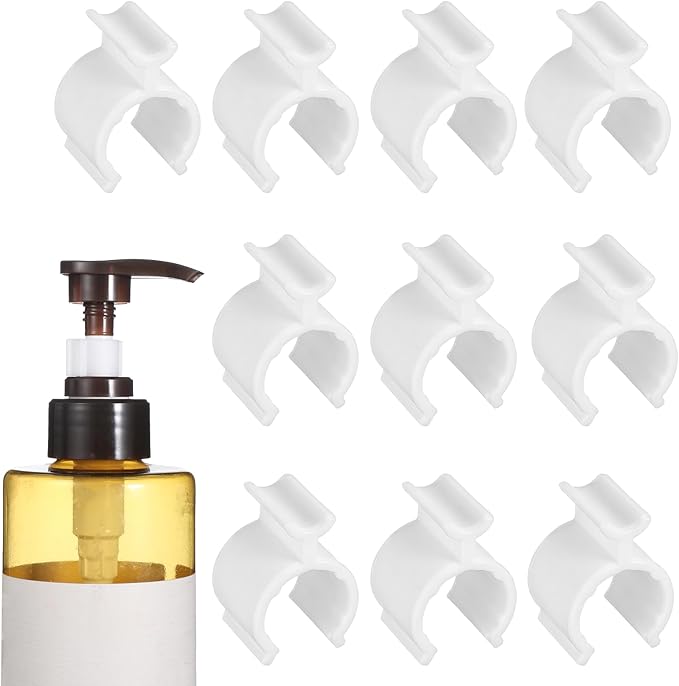 10 PCS Leakproof Cosmetic Dispenser Pump Lock Clip, Plastic Bottle Pumps Lock Clips Shampoo Pump Bottle Leakproof Clip for Cleansing Oil Shampoo Lotion Bottles, Travel Friendly Makeup (White)