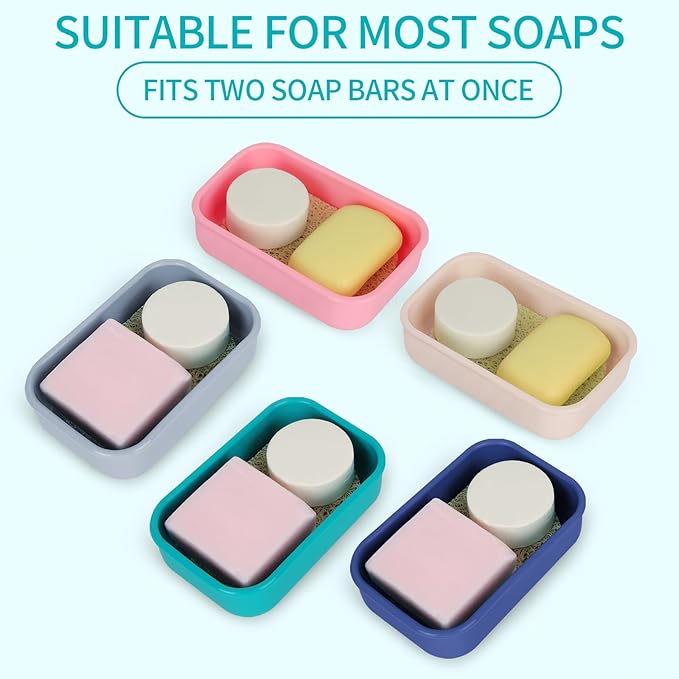 Leak Proof Travel Soap Case,Large Silicone Travel Soap Holder,Portable Soap Box with Drainage Layer,Bathroom Shatter Proof,Suitable for Travel, Bathroom, Camping, Gym(Green)