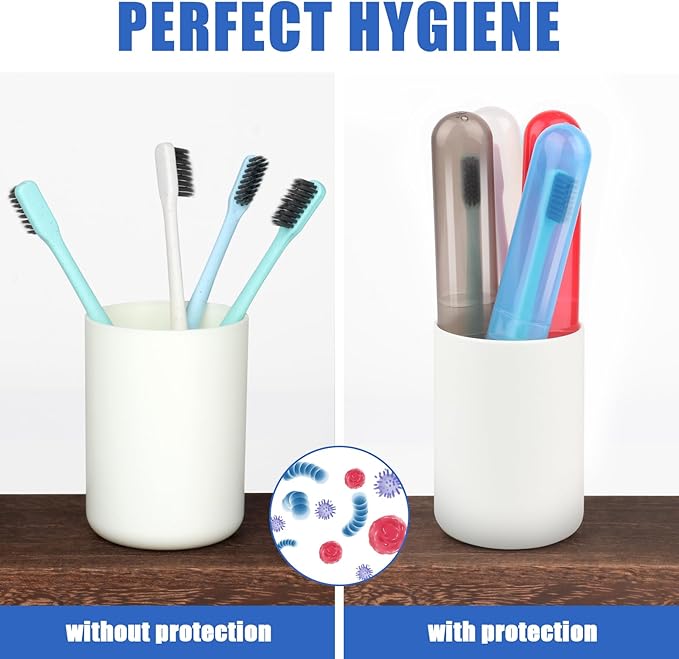 6 Pack Travel Toothbrush Case Breathable Portable Toothbrush Holder Plastic Toothbrush Cover Container for Couples Valentine Gifts, Traveling, Bathroom, School, Home, Business, Camping