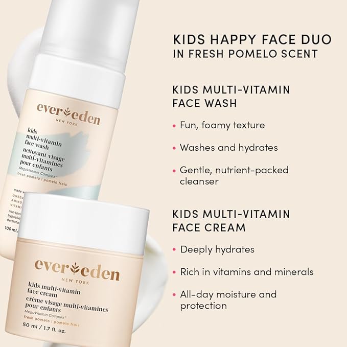 Evereden Kids Travel Essentials Set: Clean & Vegan 5-Piece Skin Care Set for Kids | Body Wash, Lotion, Face Wash, Cream, 2-in-1 Shampoo & Conditioner | TSA-approved | Travel Size Toiletries