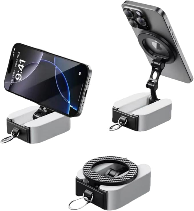 Premium Metal Magnetic Phone Holder - 360° Rotatable Foldable Travel Phone Stand for Airplane, Desk, Flight & Vacation Essentials