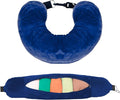 Neck Pillow for Sleeping Travel Stuffed Neck Pillows Storage Bag Adjustable U-Shapes Airplane Pillow with Extra Luggage Soft Car Travel Essentials No Filler Blue