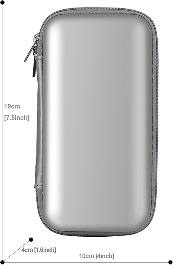 iMangoo Travel Essential Electronics Organizer Pouch Charger Case, Shockproof Dual Zipper Power Bank Cables Tech Accessories Purse, Men & Women Travel Must Have Storage Bag, 6.5x3.2x1 inch Silver