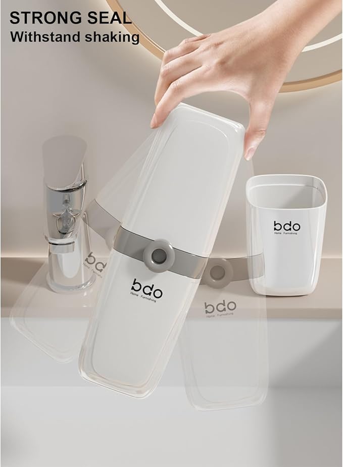 Toothbrush Travel Case Portable Clear Grey Toothbrush Holders with Cover, Leakproof Toothbrush & Toothpaste Holder for Traveling School Camping Business Trip Bathroom