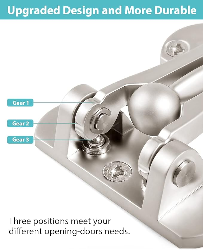Door Lock Latch for Home Security - 2 Swing Bar Door Guard for Front and Inside Door, Safety Childproof Reinforcement Door Stopper for Kids Home Hotel Apartment, Thicken Aluminium Alloy Satin Nickel