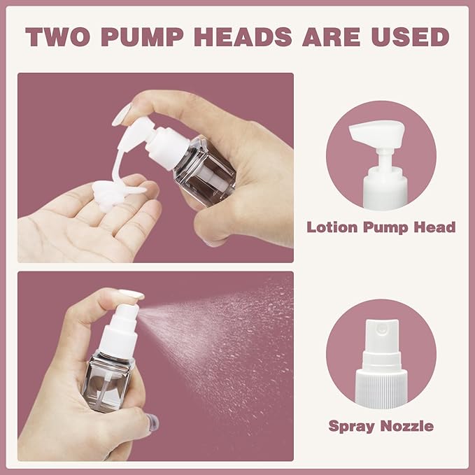 TSA Approved Travel Bottles - Leak Proof BPA-Free Plastic Toiletries Bottles for Shampoo, Lotion & Conditioner | Refillable Travel-Size Containers | Airplane Carry-On Essentials (Pink)