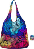 Nanobag Ultralight Foldable Tote for Women & Men, Reusable Grocery & Travel Bag, Packable Collapsible Compact Market Essential (Standard Psychedelic)