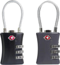 TSA Locks for Luggage, Small Combination Padlock with Cable, Luggage Locks TSA Approved for International Travel Essentials, Suitcase, Backpack Zipper, Locker, Flight Attendant Accessories