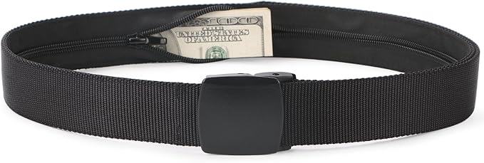 SUOSDEY Travel Money Belt, Nylon Hidden Money Pocket Belt with Plastic Buckle