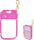 Silicone Case Compatible with Touchland Hand Sanitizer Spray, Protective Case with Keychain for 1 fl oz, Hand Sanitizer Spray Accessory (Glitter Sequin Hot Pink)