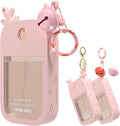 Sonnorel 1 Pack Elk Silicone Case Compatible with Touchland Hand Sanitizer Spray (Fit for 1 FL OZ/30 mL Ver), Portable keychain, Small Bell, Cute Deer Antlers (Pink)