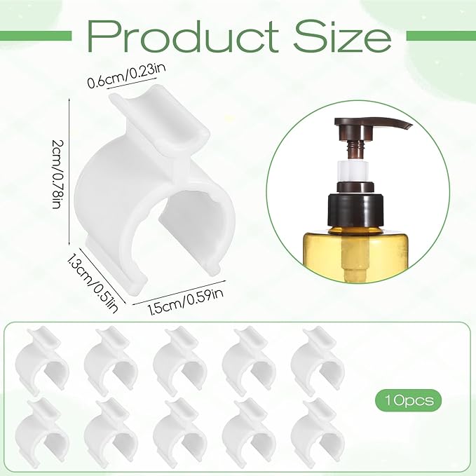 10 PCS Leakproof Cosmetic Dispenser Pump Lock Clip, Plastic Bottle Pumps Lock Clips Shampoo Pump Bottle Leakproof Clip for Cleansing Oil Shampoo Lotion Bottles, Travel Friendly Makeup (White)
