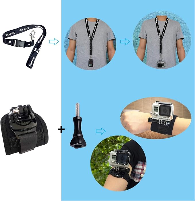 Suptig Accessories Kit Compatible for Gopro Hero 13/Hero12/11/10/9/8/7/6/5/4/3/3+/2/Session gopro Max2 Gopro Fusion DJI Action 5 pro/5/4/3, Insta360 X5/X4, AKASO Action Camera Accessories