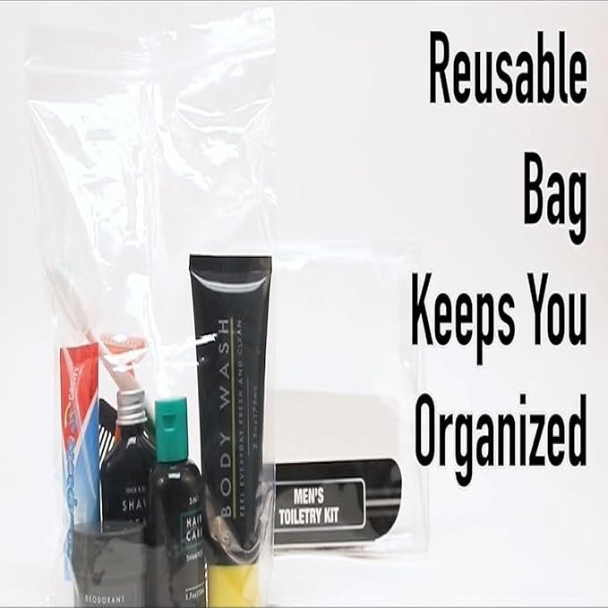 Trail maker Men’s Travel Toiletry Bag with Supplies, 13 Piece Travel Size TSA Compliant Oral Care and Grooming Essentials Kit