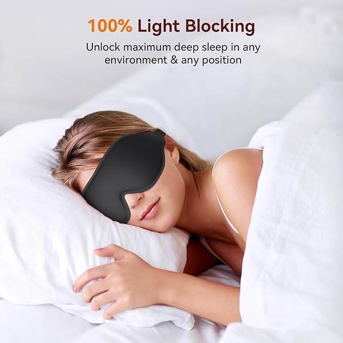 Sleep Mask, EVA BELLE Eye Mask for Sleeping, Light Blocking Sleeping Mask, Soft Breathable Sleep Masks for Women Men, Smooth Sleep Eye Mask Eye Cover, Soft Eye Shade Cover 3D Memory Foam, Adjustable