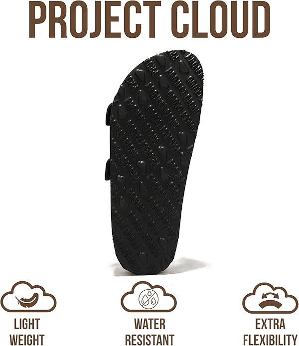 Project Cloud 100% Genuine Leather Flat Sandals For Women 2026 Cork Footbed Womens Sandals with Memory Foam and arch support Vacation Essentials Slides for Women Footwear (Venita)