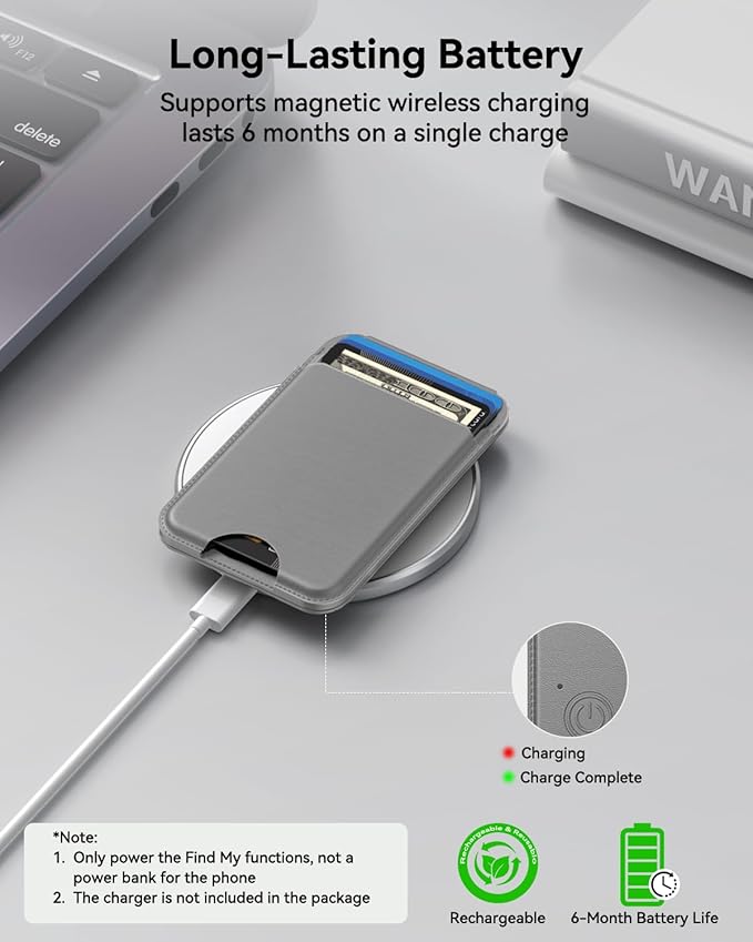 TWZKG for MagSafe Wallet, Works with Apple Find My,5 Card Holder with Stand, Magnetic Phone Wallet for iPhone 17/16/15/14/13/12 Pro Max Plus Air, RFID Blocking Vegan Leather,Dark Grey