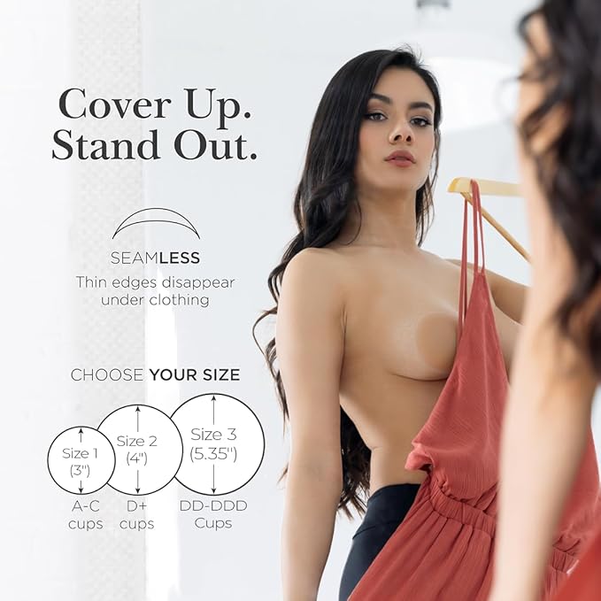 Nippies Nipple Covers for Women - Reusable Sticky Silicone Pasties with Travel Case - Original Circle or Lift Style Available