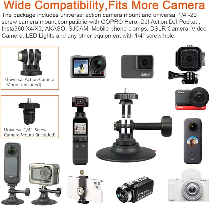 Flexible Adhesive Mount Kit Helmet Camera Mount for Insta360 X5 X4 X3 GO One X RS Gopro Hero 13/12/11/10 Max DJI Action 5 Pro 4 Camera Accessories for Flat and Curved Surfaces