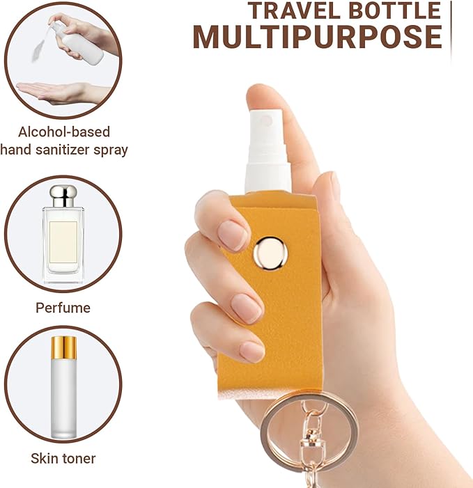 Keychain Alcohol Spray Bottle, Mini Travel Size Spray Bottle 1 oz, Portable Refillable Hand Sanitizer Bottle Case