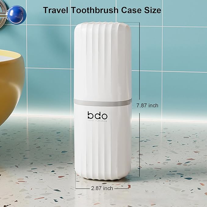 Toothbrush Travel Case & Travel Soap Holder Dish Tray Set of 2, Portable Clear Toothbrush Holders with Cover Leakproof Bar Soap Holder for Traveling School Camping Business Bathroom (1 pc-B-White)