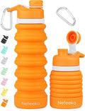 Nefeeko Collapsible Water Bottle, 26oz Silicone Foldable Water Bottles Leakproof BPA Free Travel Water Bottles with Carabiner, Portable Sport Water Bottles for Camping,Hiking Outdoor Indoor Sport