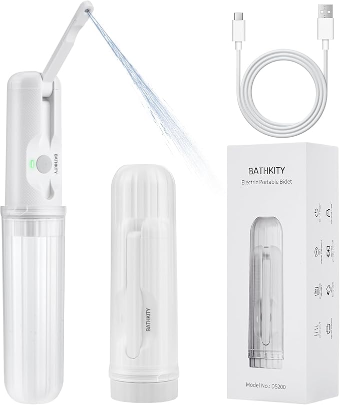 Portable Bidet for Travel, Multi- Bottle Compatible Handheld Bidet, 3 Water Pressure Modes, 180°Adjustable Nozzle, IPX6 Waterproof, White