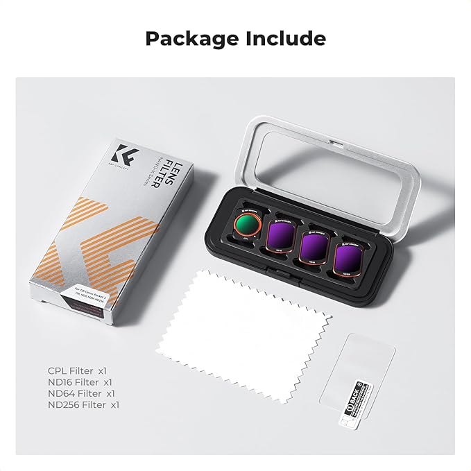 K&F CONCEPT K-Series CPL ND Filter Kit Compatible with DJI OSMO Pocket 4/3 Creator Combo Accessories, CPL ND16 ND64 ND256 Magnetic Action Camera Neutral Density Polarising Filters HD Optical Glass