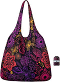 Nanobag Ultralight Heavy Duty Foldable Tote for Women & Men, Reusable Grocery & Travel Bag, Packable Collapsible Compact Market Essential (XL Neon Flowers)